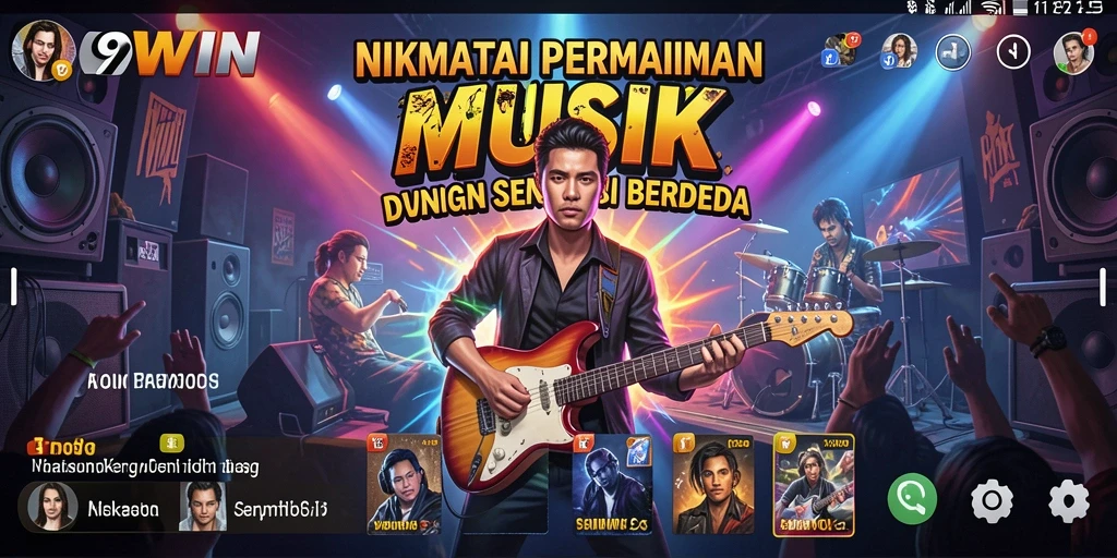 Gambaran gameplay <strong>9WIN</strong> dengan tantangan musik yang menarik.