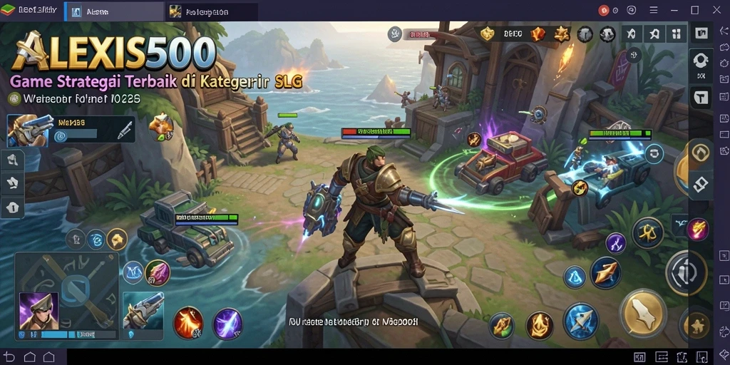 Tangkapan layar utama dari gameplay ALEXIS500 yang menampilkan pertempuran strategis.