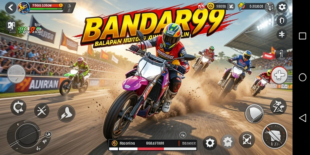 Gameplay BANDAR99 menampilkan aksi balapan motor yang mendebarkan dan grafis yang menakjubkan.