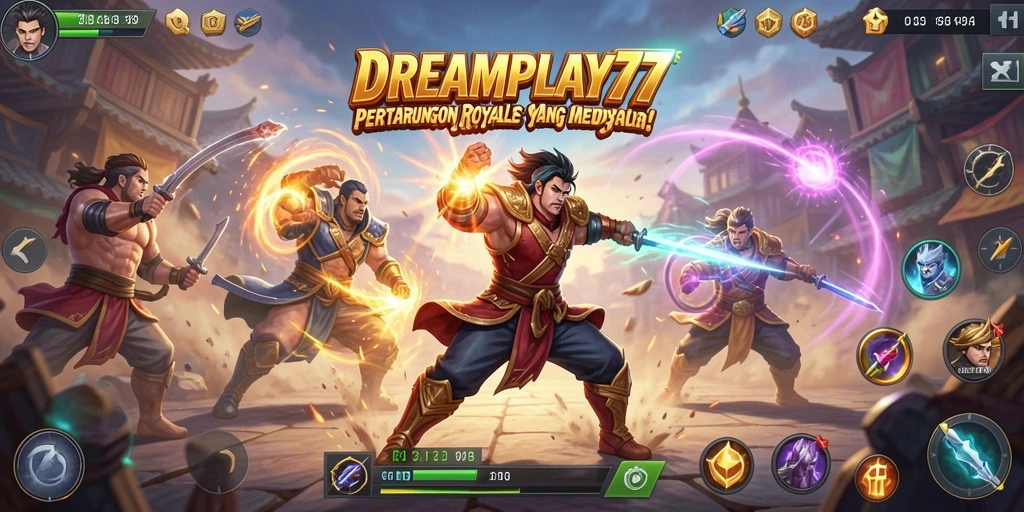 Screenshot gameplay DREAMPLAY77 yang menampilkan aksi Battle Royale.