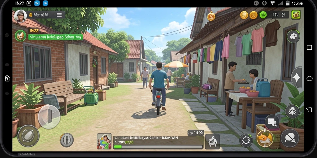 Screenshot gameplay IN22 menampilkan simulasi kehidupan yang menarik.