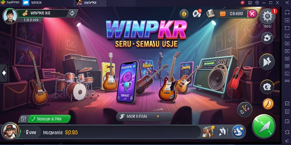 Tampilan gameplay WINPKR dengan berbagai tantangan musik menarik.